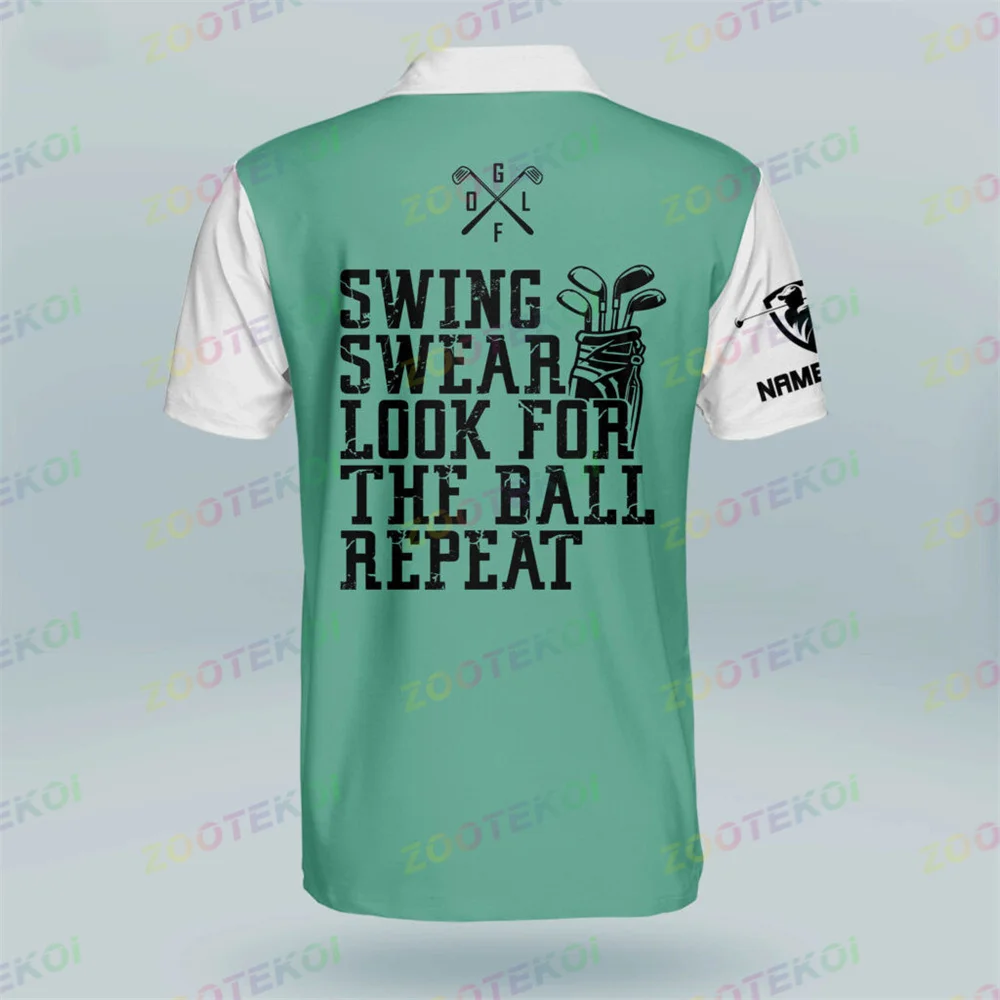 Golf Shirts for Men Golf Polo Shirts Short Sleeve Polo Dry Fit Swing Swear Look for The Ball Repeat Personalized
