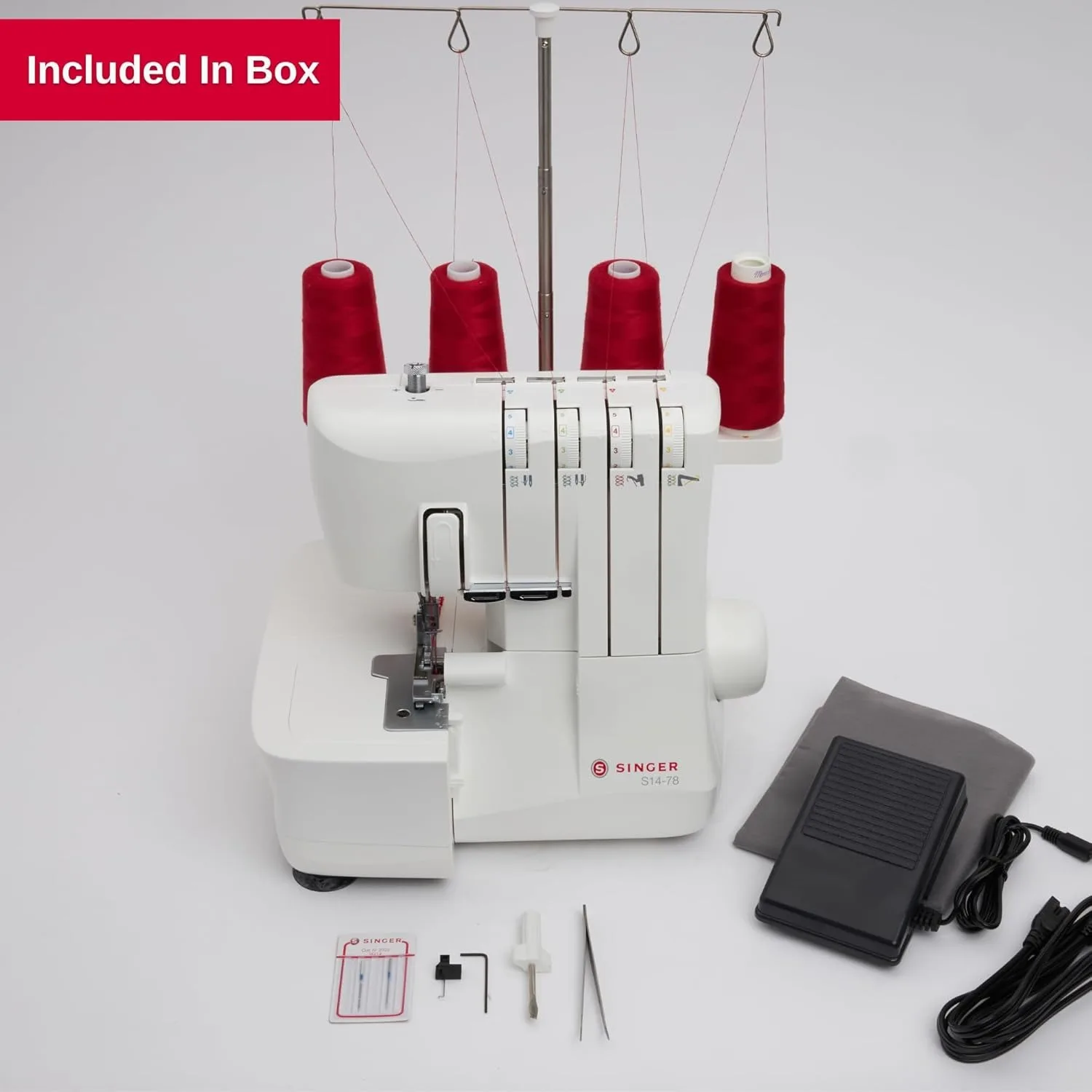 S14-78 Serger with Accessory Kit Overlock Machine with 2-3-4 Stitch Capability, 1200 Stitches/Minute, Differential Feed, White