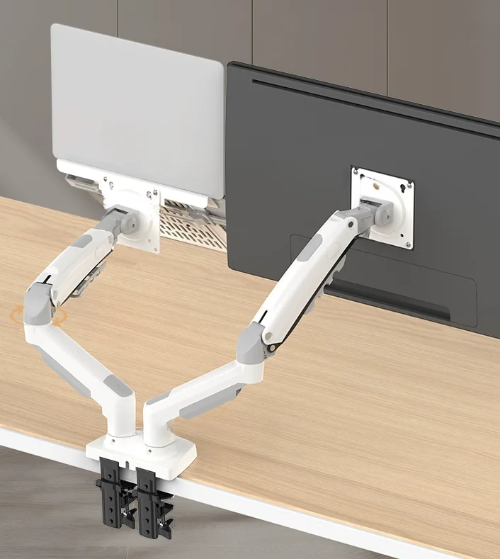 Dual Monitor Laptop Holder com Gás Spring Braço Suporte Suporte de Montagem w Cabos Usb 17 27 Monitor 10 17 nb F160-fp - Imagem 4