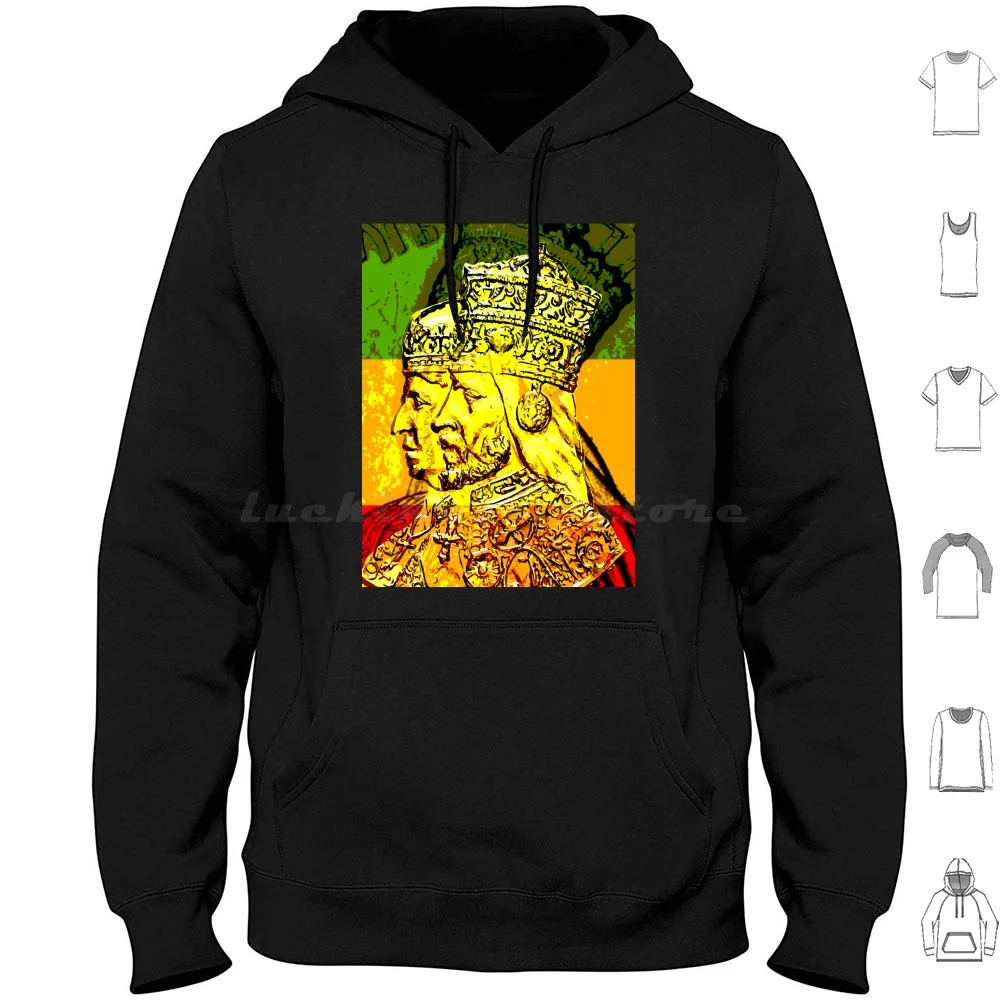 Sua Majesty Haile Selassie Empress Menen Felpa Con Cappuccio In Cotone Manica Lunga Rasta Rastafari Rastafarian Empress Haile Selassie