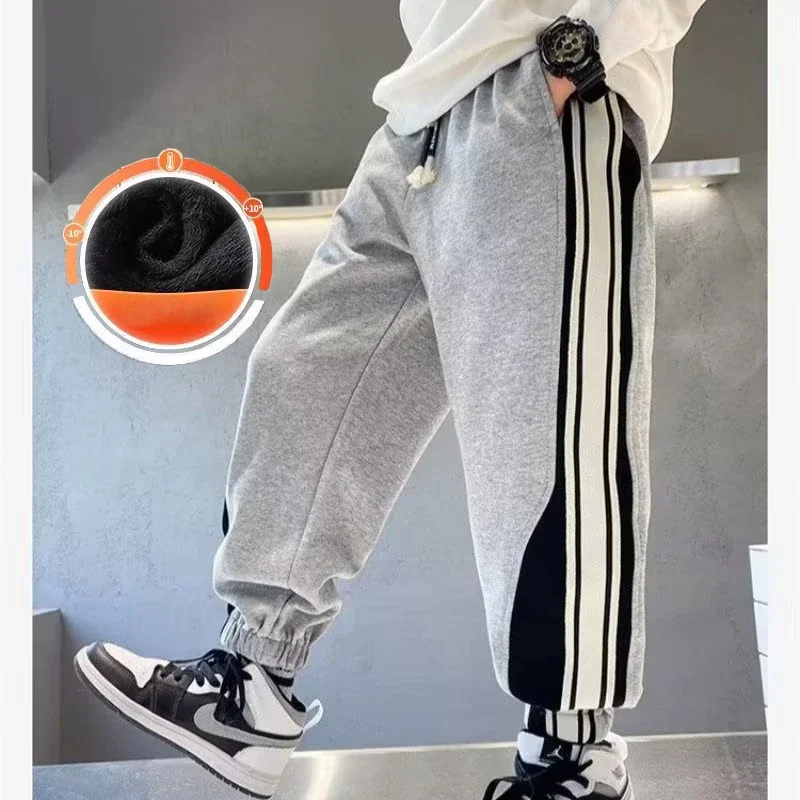 

Children's Clothing, Boys' Plush Pants, Autumn And Winter New Sports Warm Cotton Long Pants For Middle And Large Children