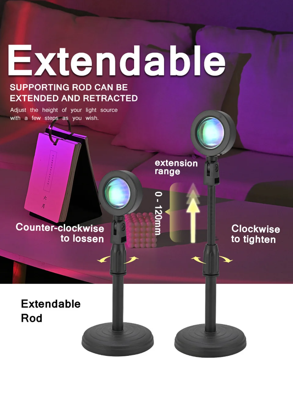 16 Colors Sunset Light USB LED Projection Desk Lamp Remote RGB Night Light Ambient Lighting for Photography Party Room Decor