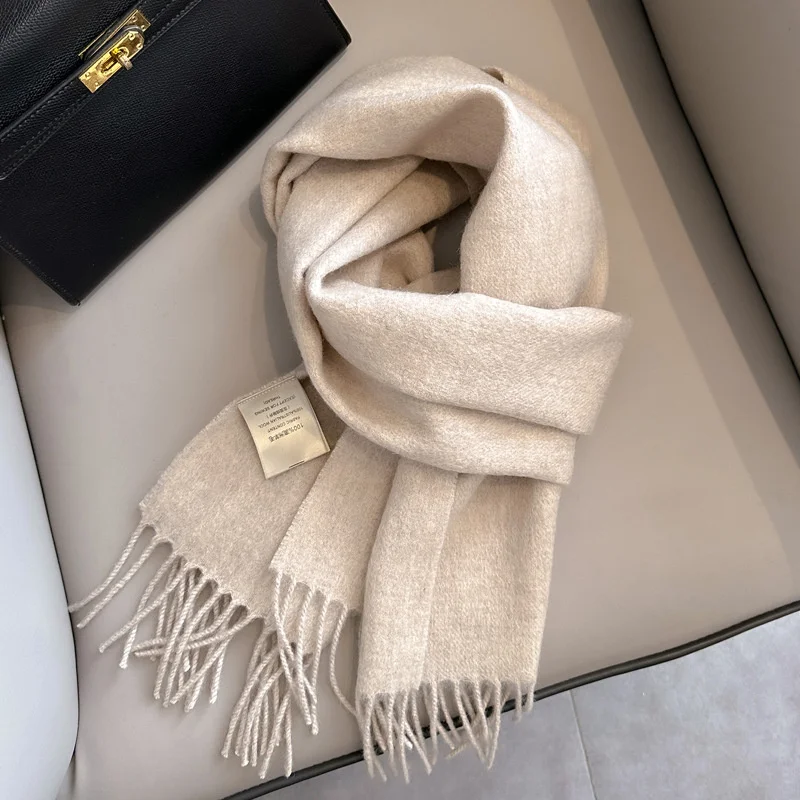 thumbnail image 1 of Bufanda de invierno 100 % lana para mujer, bufandas largas y cálidas de cachemira, hijab, chal liso para mujer, pashmina, pañuelo para la cabeza, nuevo, 1 of 5