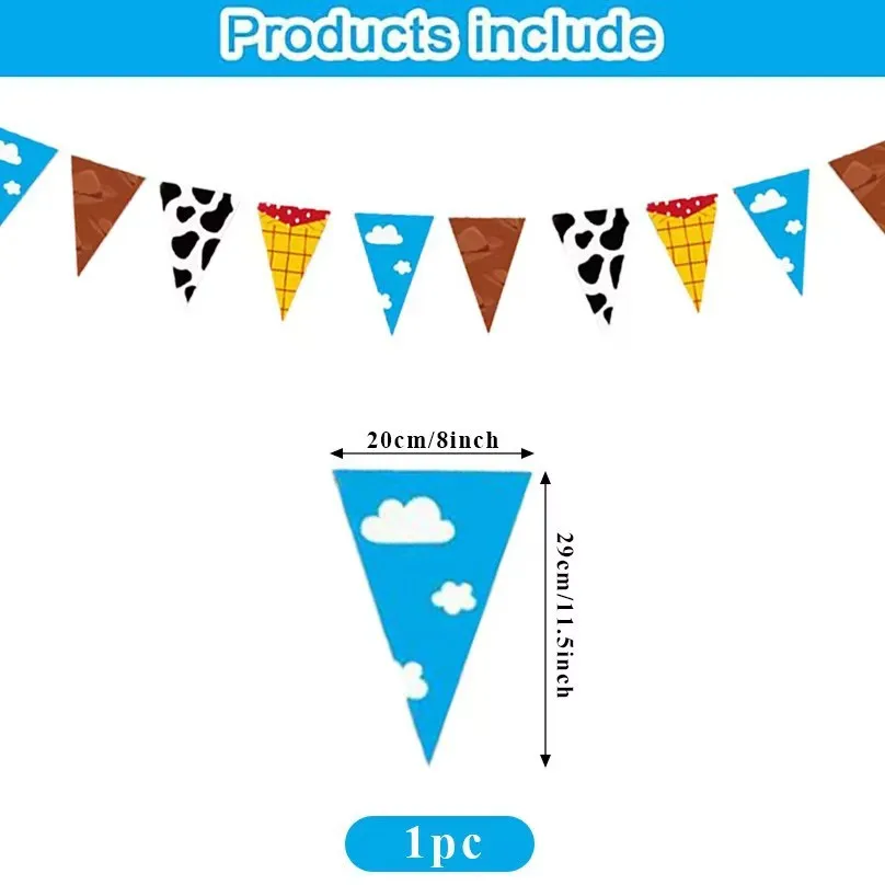 Blue Sky White Clouds cows Banner Party Decorations Story Inspired String Flags Hanging Decorations For Birthday Baby Shower