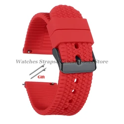 Premium Soft Silicone Quick Release Watch Band - Versatile Rubber Strap in Multiple Sizes - 22mm (Red - Black)