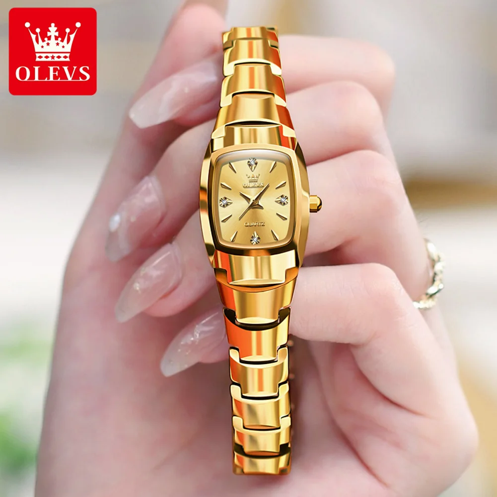 OLEVS Watch for Women Luxury Golden Tungsten Steel Women's Watches Waterproof Elegant Ladies Quartz Wristwatches Reloj Feminino