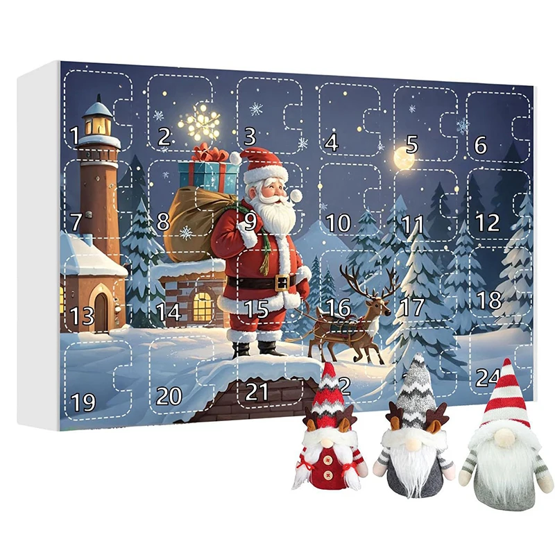 Christmas Gnome Countdown Calendar Xmas Advent Calendar Blind Box With Collectible Plush Doll Toy