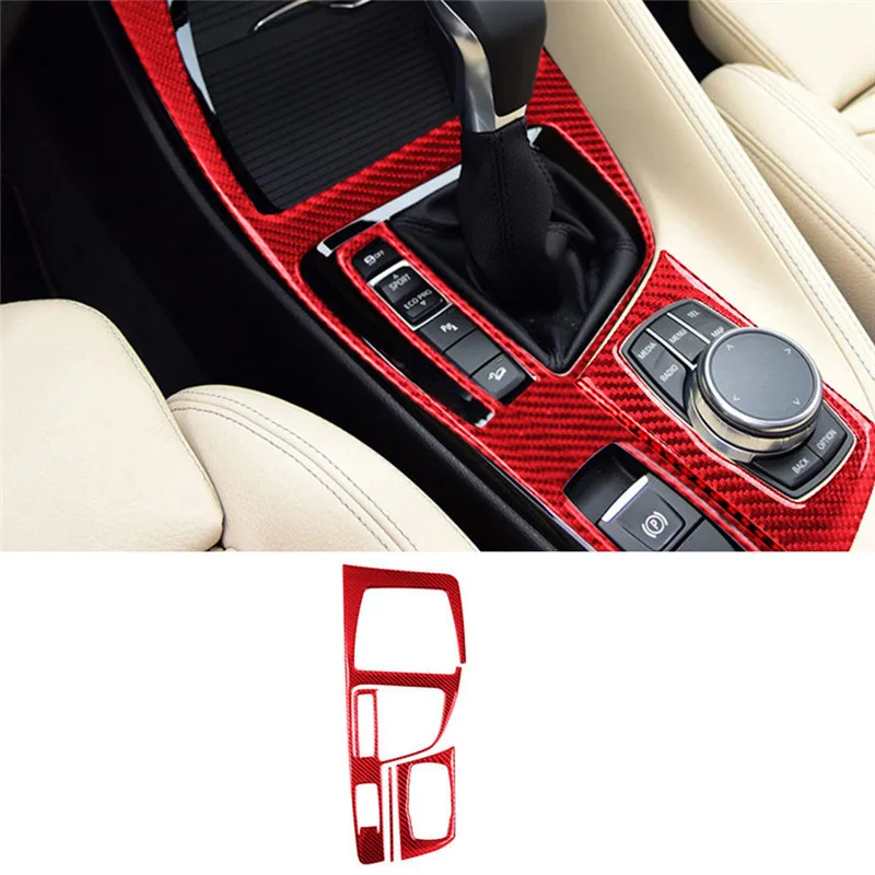 

Car Interior Gear Shift Panel Cover Carbon Fiber Trim Sticker For BMW X1 F48 2016 2017 2018 Styling Accessories