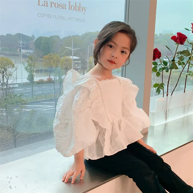 여아용  코트 블라우스 코트 재킷, 아웃웨어, 화이트 용수철, 여름 오버코트, 탑 가디건, 야외 해변 파티, 어린이 옷, 2024