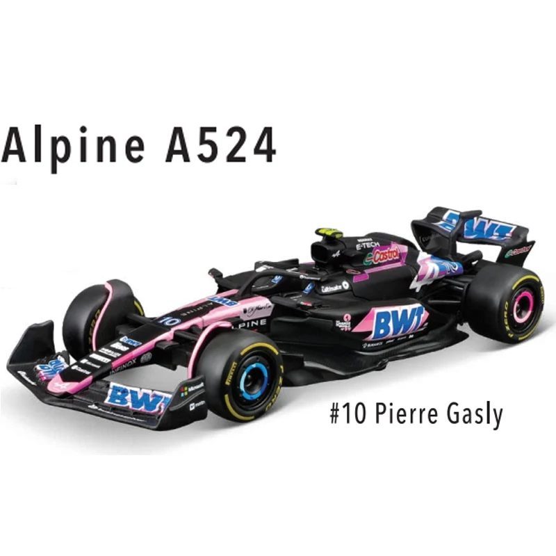 New 2024 Bburago F1 1:43 Bwt Alpine A524 Two Color Blue Pink Alloy Miniature Diecast Model #10 #31 Formula Car Model Toys Gift 3