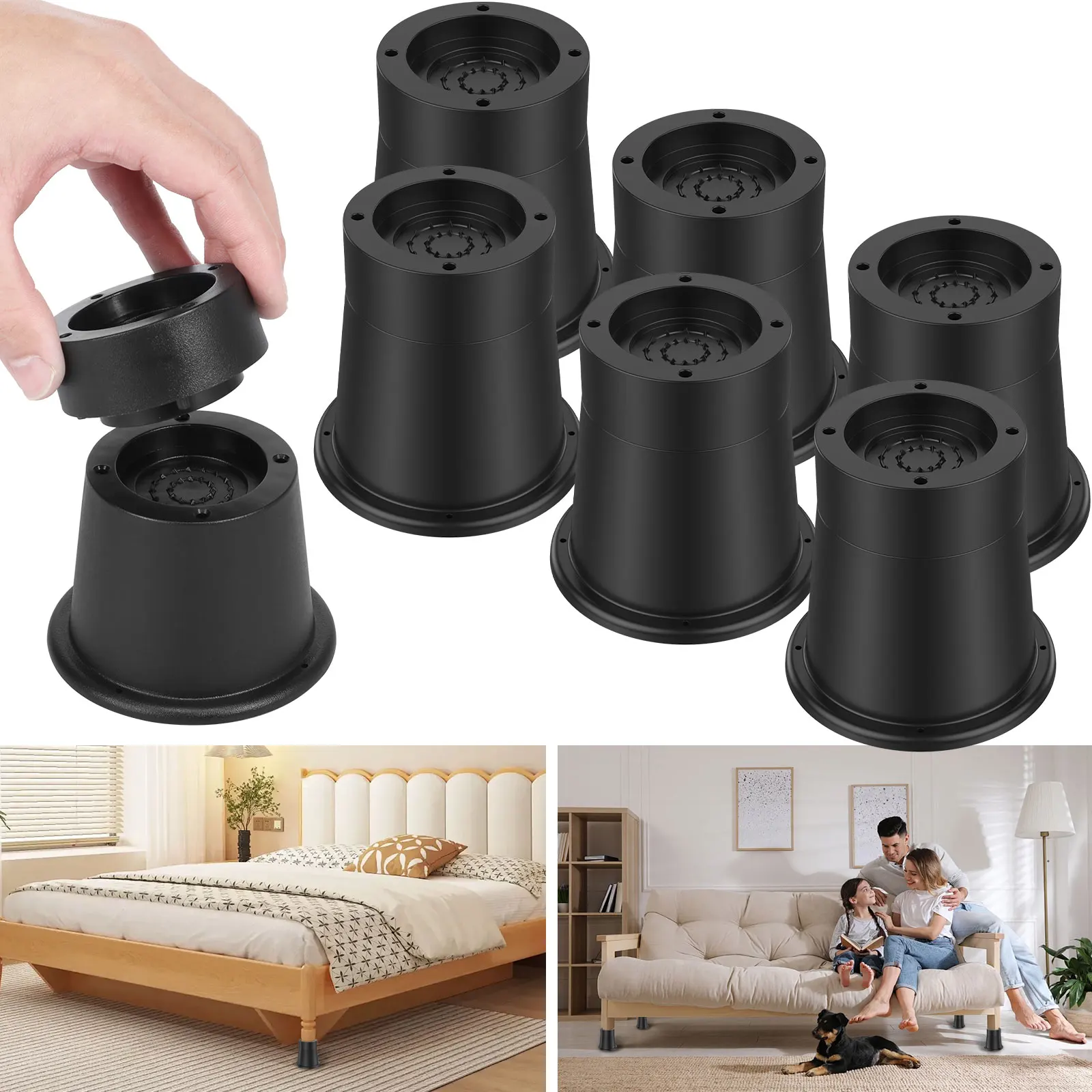 Adjustable Bed Riser Heavy Duty Furniture Lifts Non Slip