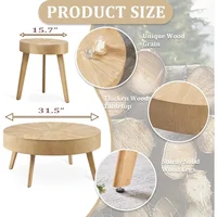 2-Piece Solid Wood Coffee Table Set, Rustic Round Farmhouse End Tables for Living Room, 31x31x16 in 2