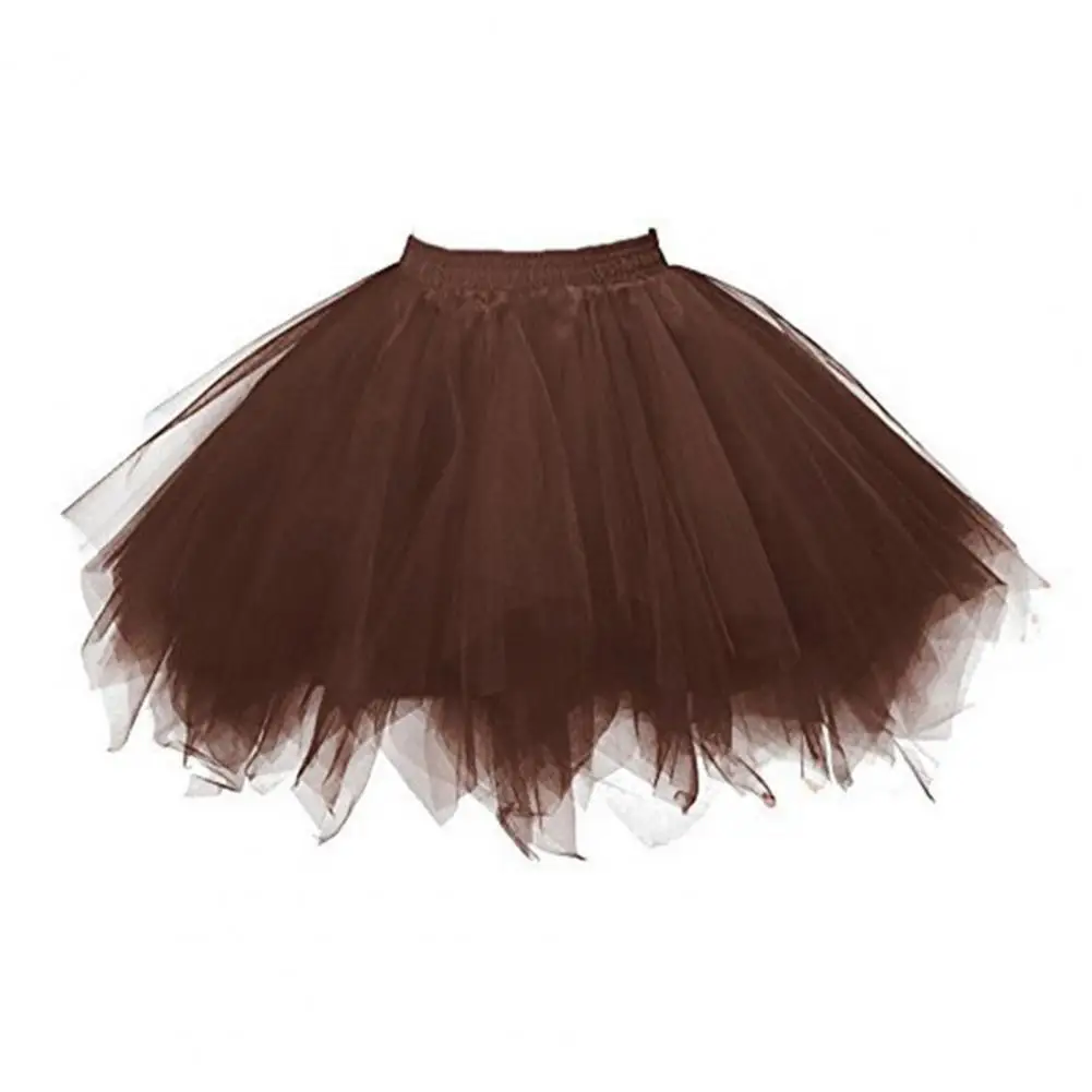 

Performance Skirt Multi-layered Candy Color A-line Skirt with Scattered Hem High Elastic Waist for Dancing Performance Fluffy