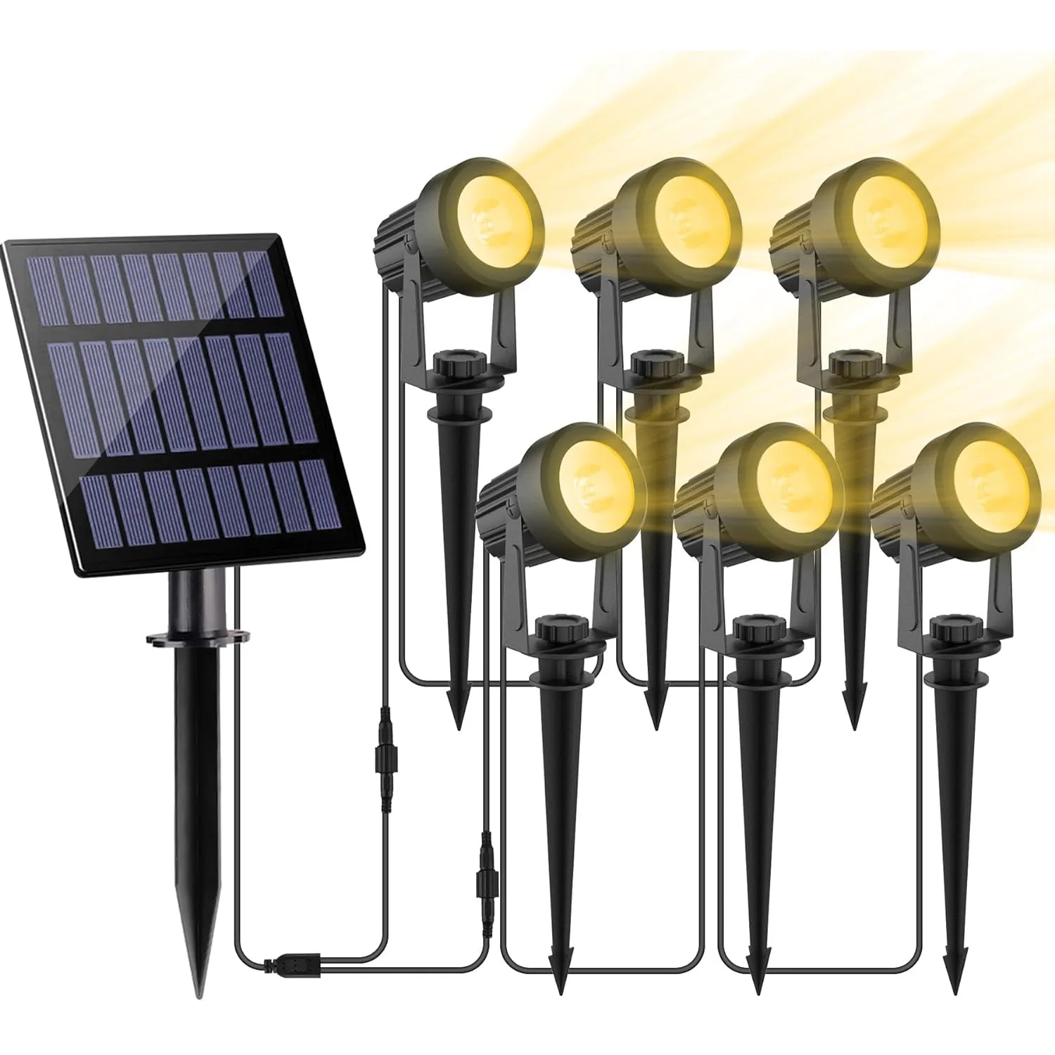 Description Picture 2 of item3000K Solar Lamp For Tree Outdoor Garden Decoration IP65 Waterproof 6 Warm Lights Yard Landscape Street Solar Wall Spotlight