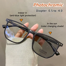 Fashion Design Photochromic Glasses Men Women Luxury Anti Blue Light Myopia Eyeglasses Unisex Eye Protection Goggle Eyewear
