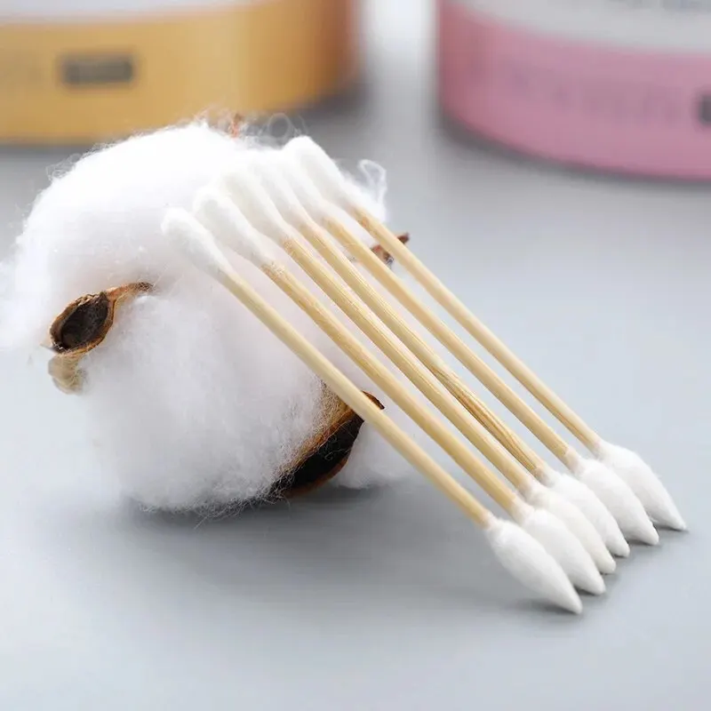 1000 Tamponi Di Cotone Ecologici Con Bastoncini In Bambù, Cotton Fioc Biodegradabili Per Pulizia Orecchie, Trucco E Artigianato - 2