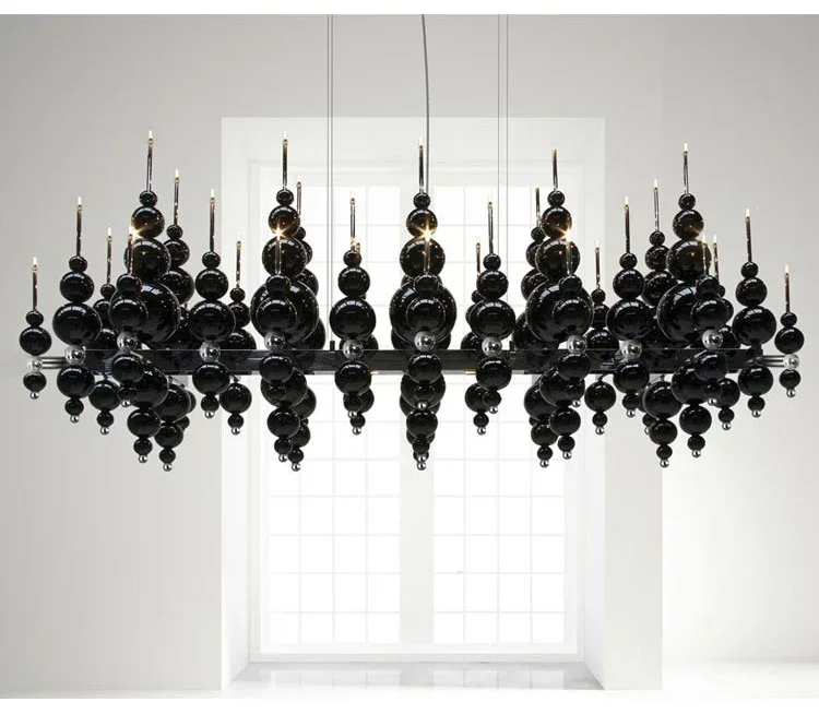 Description Picture 2 of itemTears From Moon chandelier black bubble lamp for Restaurant hanging light fixtures Luxury Loft Decor over island kitchen תאורה