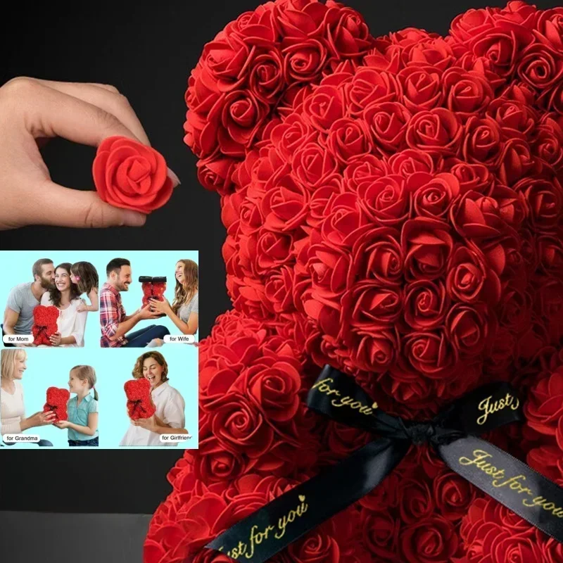 Artificial Flower Eternal Rose Teddy Bear Gifts Decorations for Mom Mother's Day Birthday Valentine's Day Anniversary
