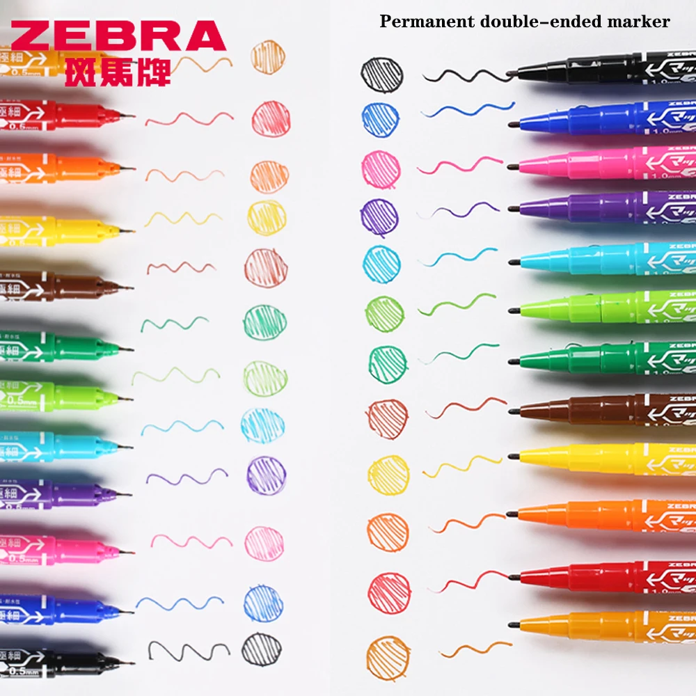Japanese Zebra Permanent Marker Pen MO-120-MC Small Double-headed Oily Pen Hook Line Art CD Paint Pen Art Supplies Stationery