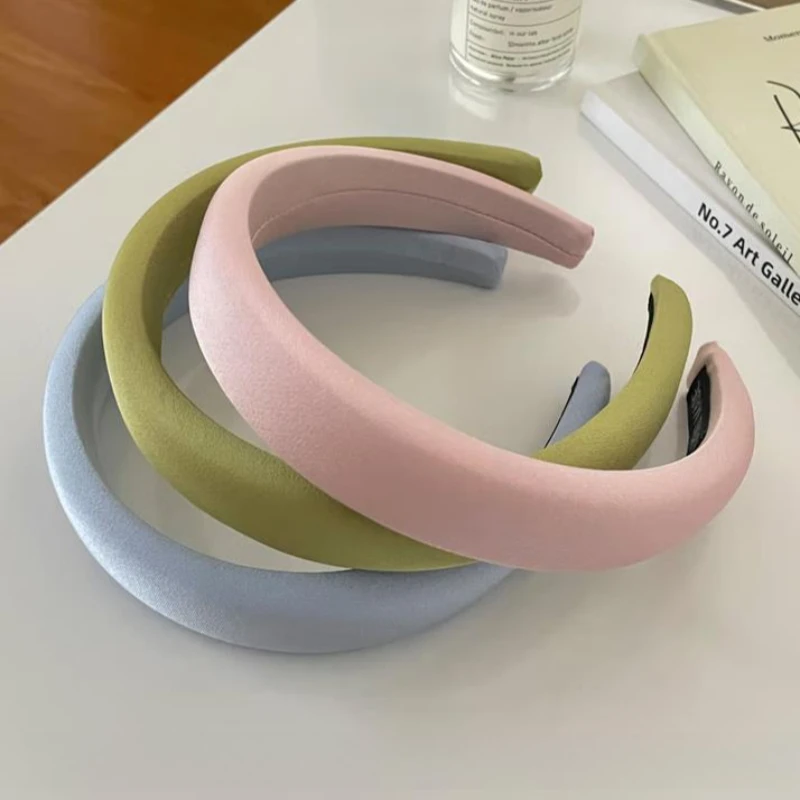 3CM Fashion Women's Headbands Sweet Solid Color Sponge Padded Hairbands Lady Girls Daily Press Hair Hoop Accessories