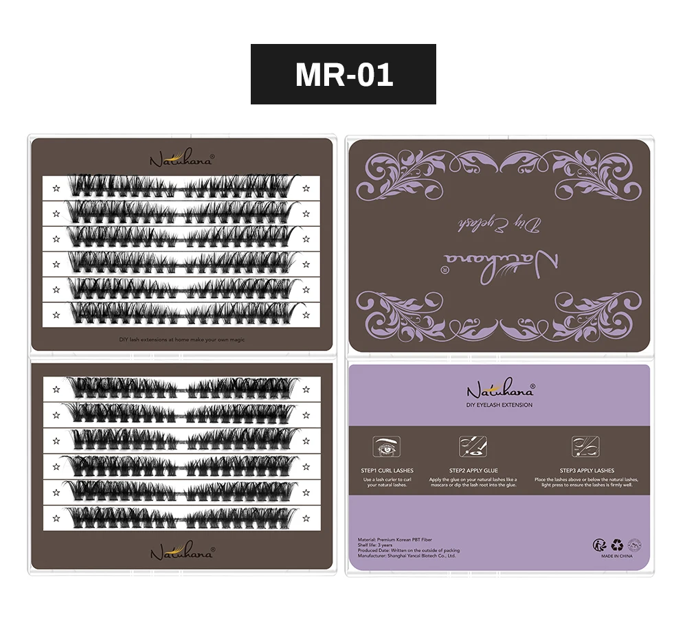 NATUHANA DIY Wimpernverlängerungsset, individuelle Wimpern-Cluster-Mix-Wimpern, komplettes Set Wimpern-Set mit Wimpernbindung und Pinzette zu Hause – Detail 8