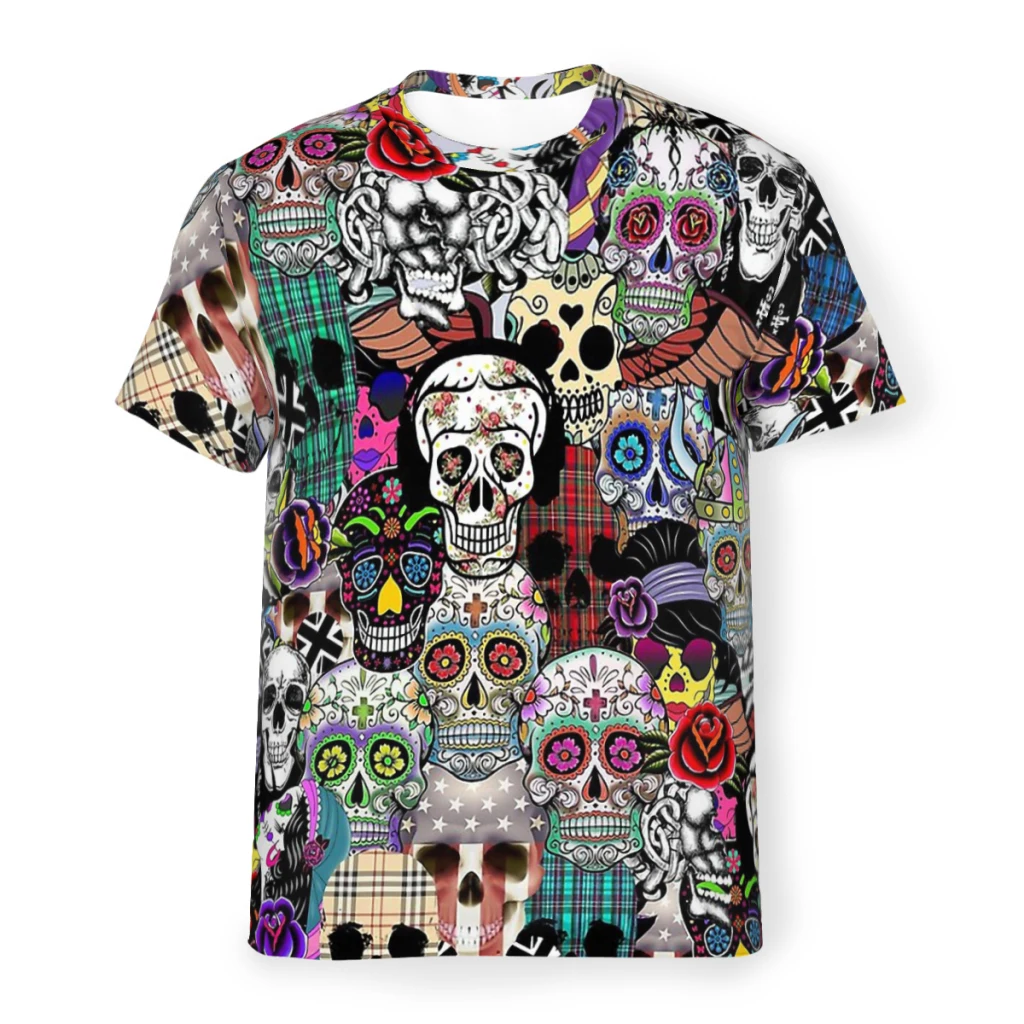 

Halloween Skull Polyester TShirts Men Graphic Streetwear Thin T Shirt O Neck