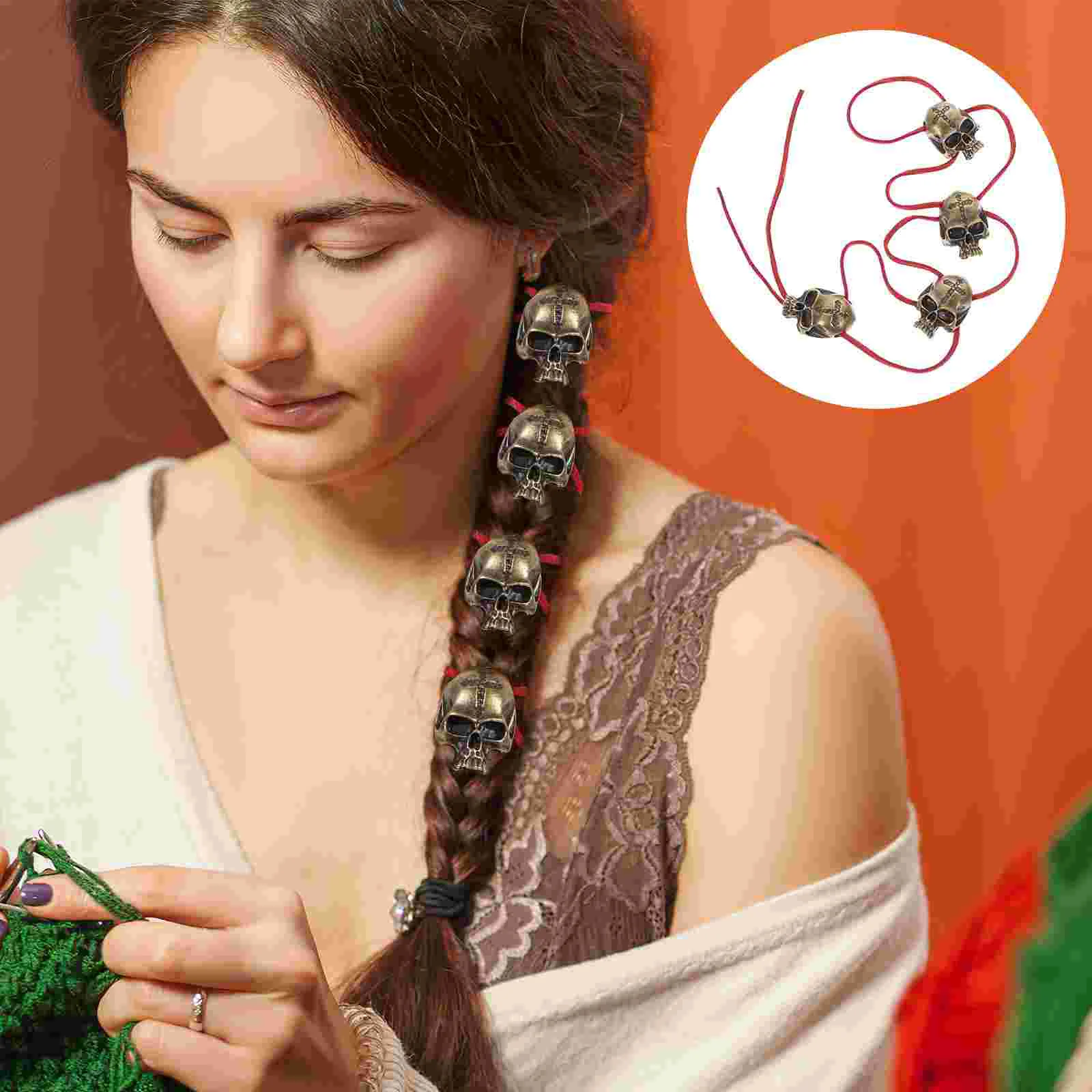 

Skull Hair Cord Punk Tie Women Accessory Rope Braid Wraps Band Hairband Ribbons