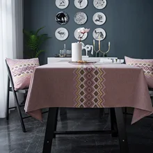 

Polyester Tablecloths, Waterproof Table Covers Geometric Ripple Red Dining Table Coffee Table Deco