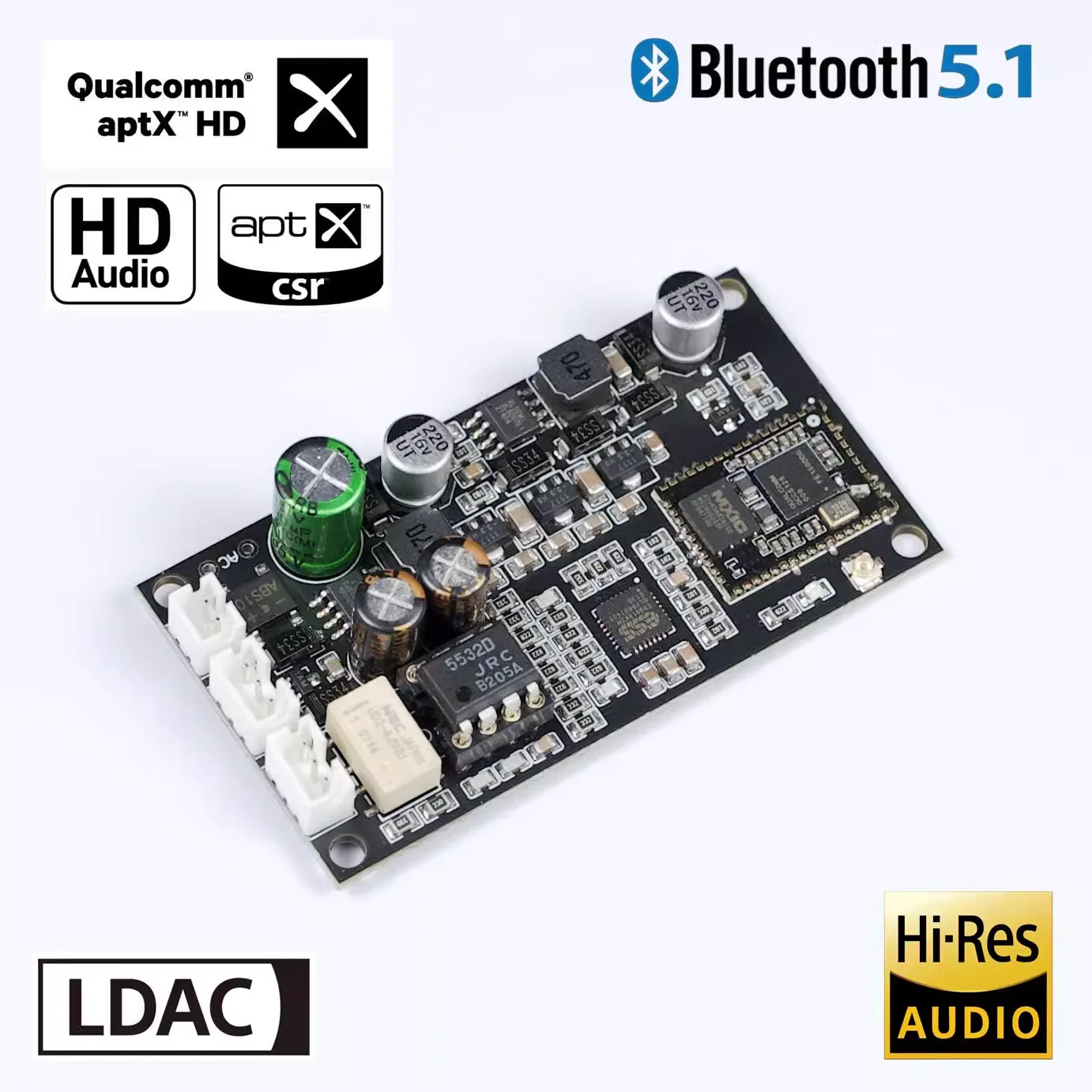 ES9018K2M Bluetooth 5.1 decoding board QCC5125 lossless receiver ES9038 module super CSR8676 5.0