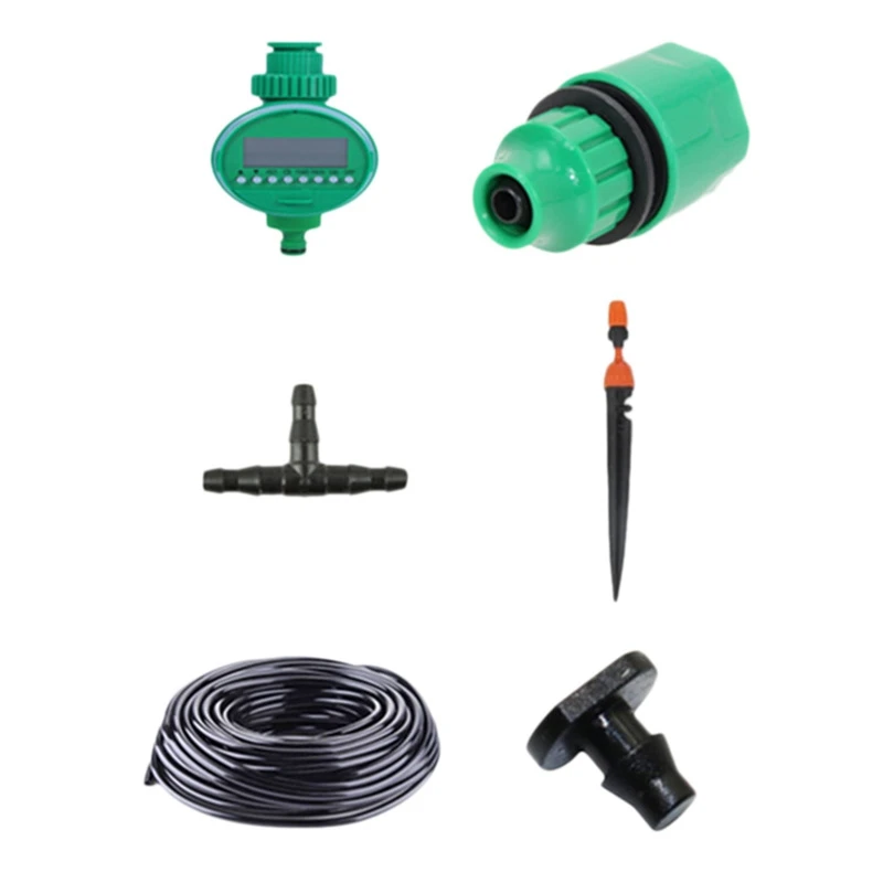 

15M Micro-Drip Irrigation Set With Water Timer Misting Sprinkler Dripper Plant Self Watering Garden Water Irrigation Kits