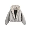 American Harajuku Warm Jacket Mens and Womens Retro Simple Plush Jacket with New Loose Leather Motorcycle Punk Fur Collar Jacket 5