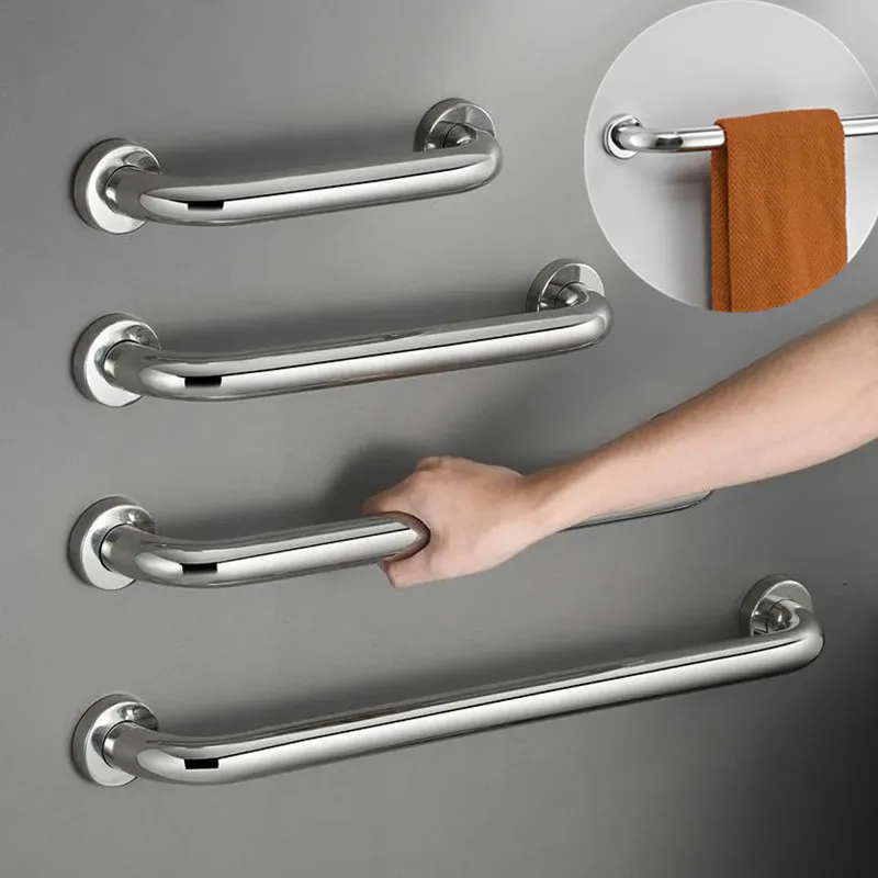 Bathroom Handrail Stainless Steel 300/400/500mm Bathroom Tub Toilet Handrail Grab Bar Shower Safety Support Handle Towel Rack
