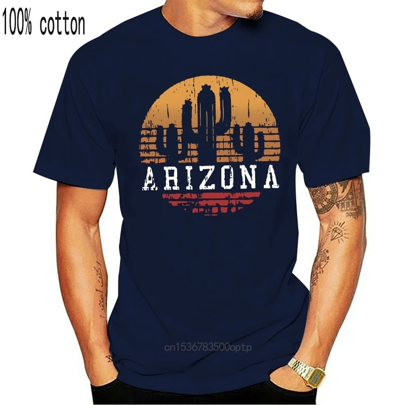 

Men Tshirt Arizona - Vintage Retro Cactus Gift - Unisex Poly Cotton T-Shirt Printed T-Shirt Tees Top