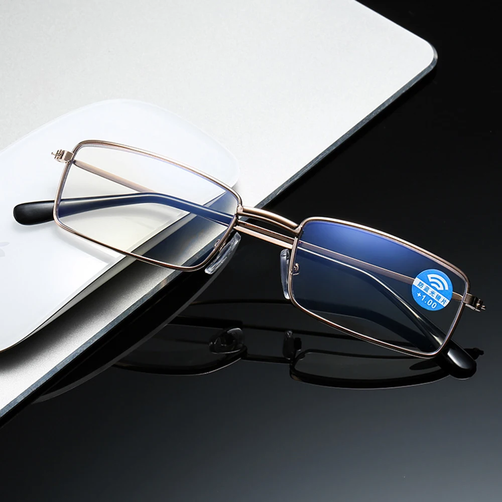 

2 Pieces Rectangular Portable Classic Anti-fatigue and Anti-ray Men Women Reading Glasses +0.75 To +4