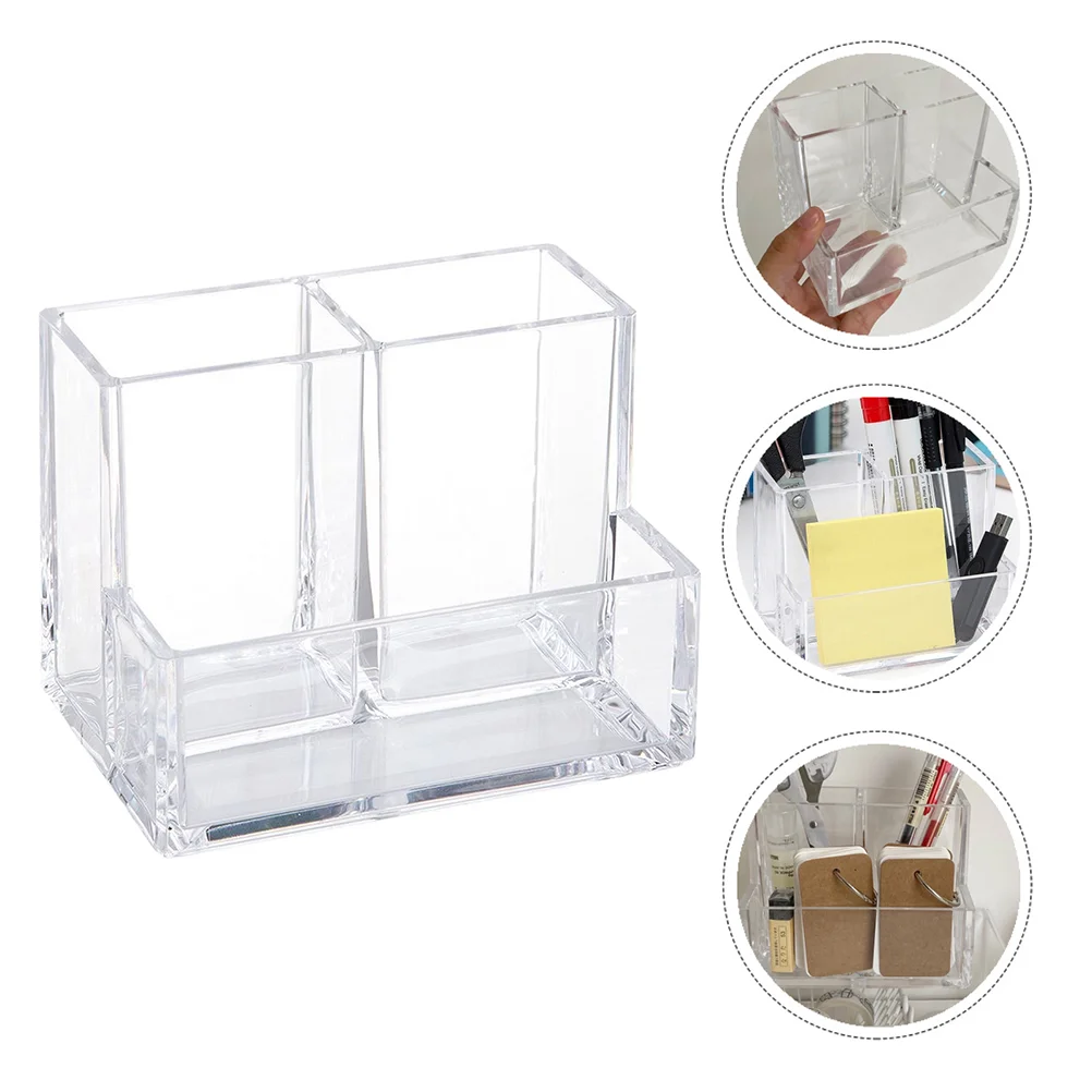 

Office Desk Business Card Pencil Case Desktop Organizer Multi-functional Compartment Multifunction Transparent Holder