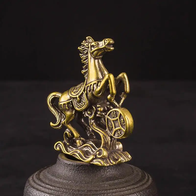 

Artistic Horse Figurine Horse Sculpture Standing Horse Statue Exquisite Brass Wealth Horse for Home Bedroom Desktop Office