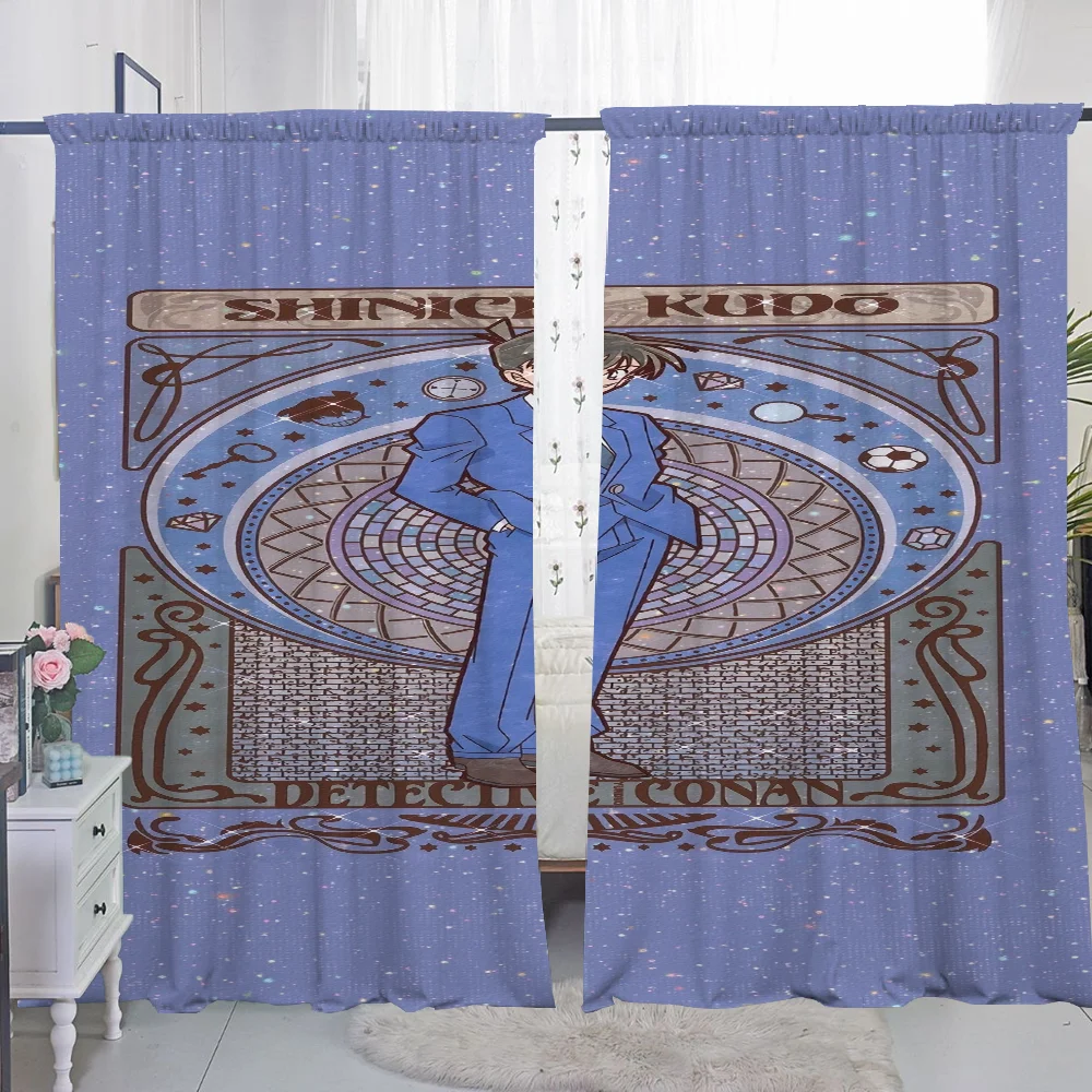 Window Kitchen Curtains for Living Room 2 Pieces Blackout Curtains Door Curtain D-detective C-conan Partition Bedroom Decoration 4