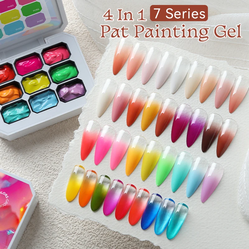 9 Colors Gradient Painting Gel for Nail Art DIY Design