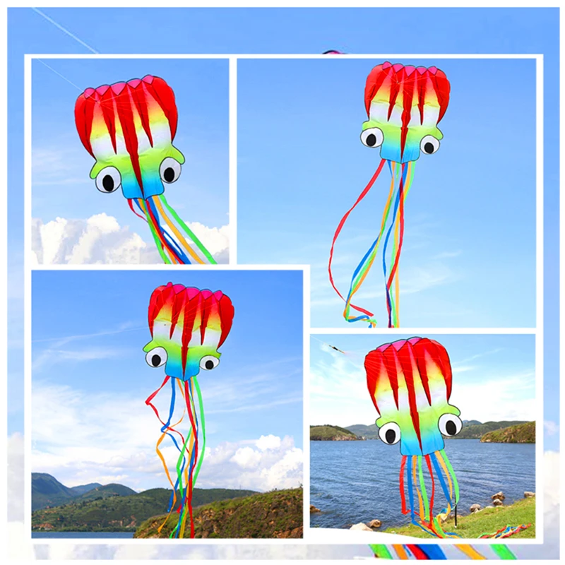 

free shipping octopus kite flying soft kites toys for children kite outdoor toys fun in the air beach wind parrot flying eagle