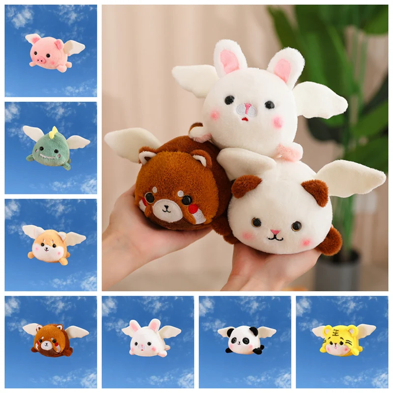 12cm Cute Stuffed Animals Plush Doll Kawaii Panda Dinosaur Bear Rabbit Squeezing Sound Plushies Toy for Girls Birthday Gifts new inductive chameleon toy change sound and body color according to environment follow draw line track magic pen dinosaur