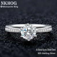 NKHOG Real 3 Carat Moissanite Rings For Women 925 Sterling Silver Classic 6 Claws Engagement Band Jewelry Romantic Wedding Ring 1