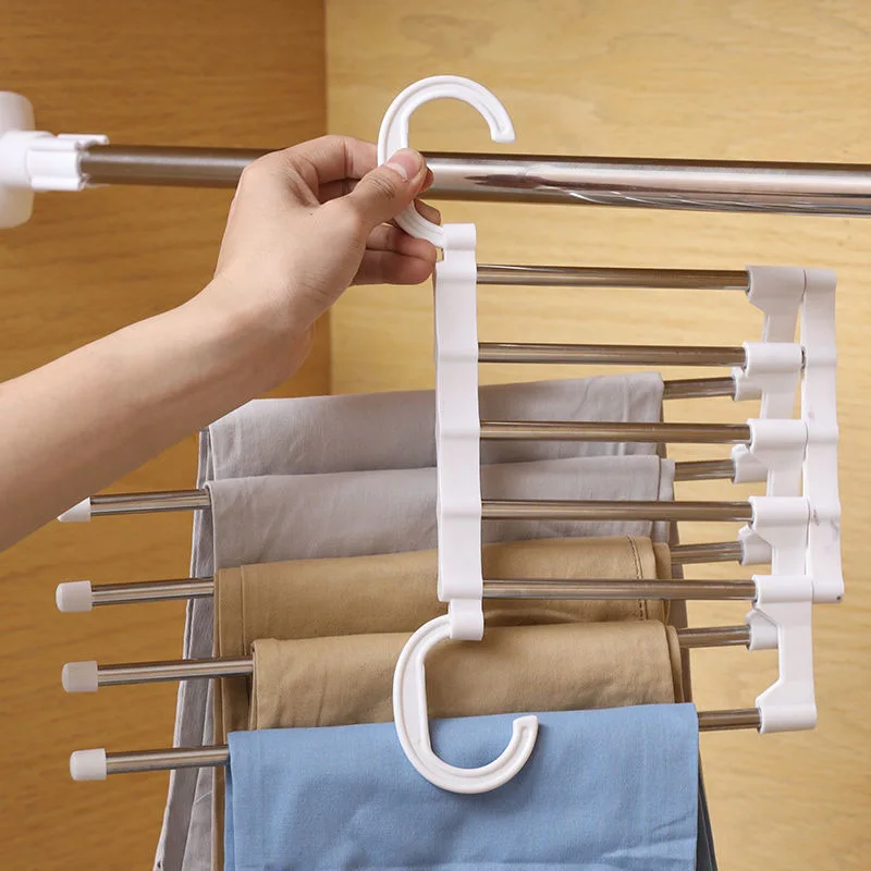 5 in 1 Pant Hanger for Clothes Organizer Multifunction Shelves Closet