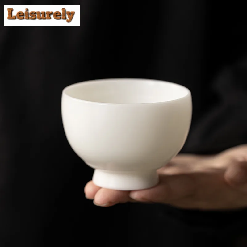 Handmade Fair Jade Clay Porcelain Tea Cup Personal Master Cup Single Tea Bowl Water Mug Meditation Cup Kung Fu Teaset Drinkware