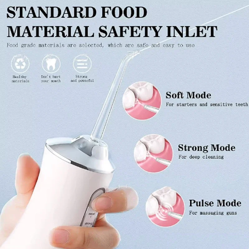 Oral Irrigator Dental Water Flosser USB Rechargeable 4 Tips 220ml
