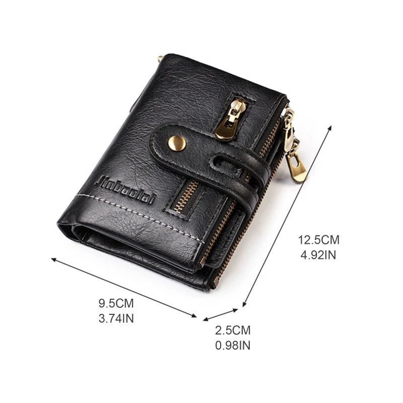 Chain Wallets for Men Leather Bifold Wallet Men Casual Purse Credit Card with Coin Pocket Business Travel Use