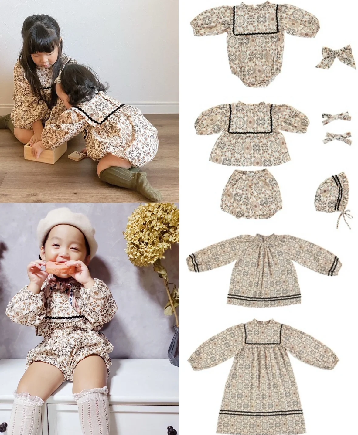 

Jenny&Dave 23 Autumn/Winter New Children's Wear Retro Orange Blossom Long sleeved Dress Palace Style Climbing Dress Women's Trea