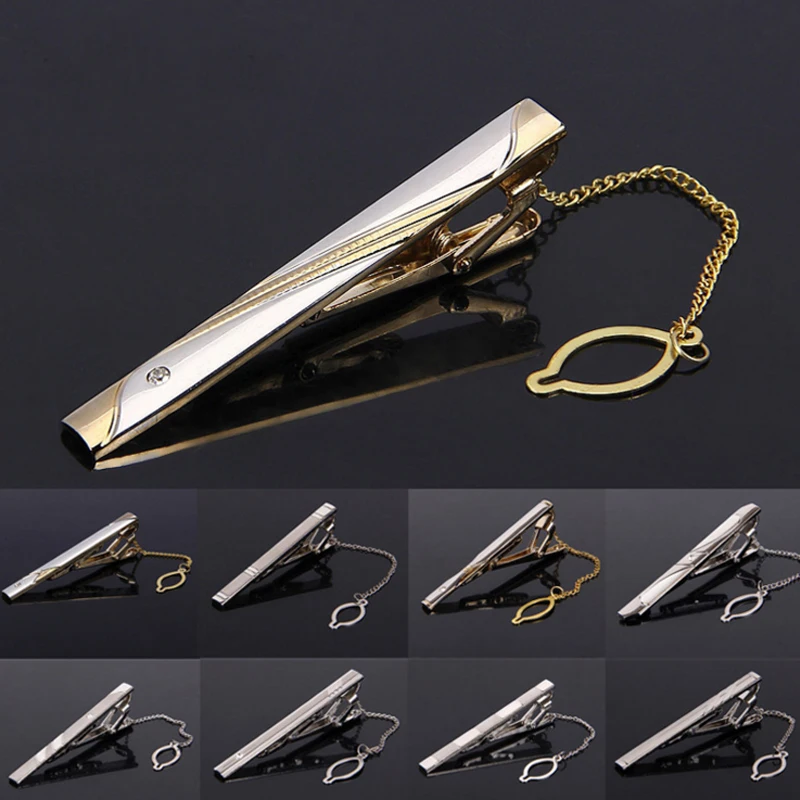 Men's Metal Necktie Bar Crystal Formal Dress Shirt Wedding Ceremony Gold Tie Clip Party Gifts Fashion Tie Clips tie clip