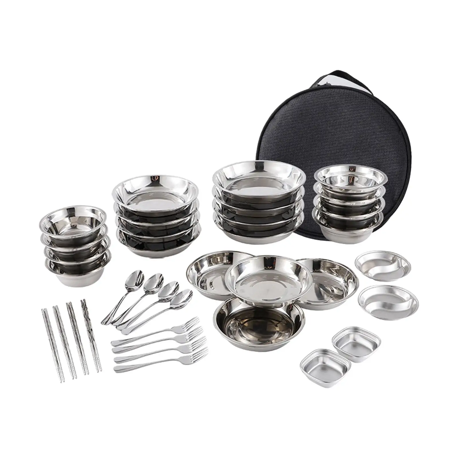 Stainless Steel Plates and Bowls Camping Set Camping Cutlery Set Tableware