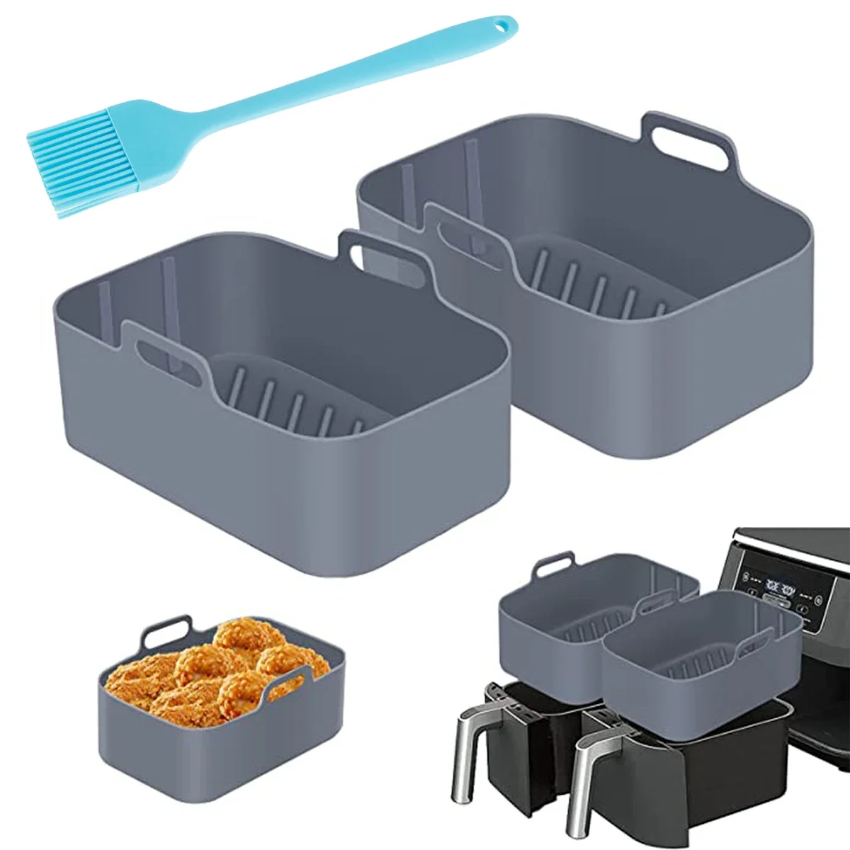 

Air Fryer Silicone Pot Reusable AirFryer Liner Basket Baking Pizza Tray for Ninjas Oven Non-Stick Air Fryer Accessories