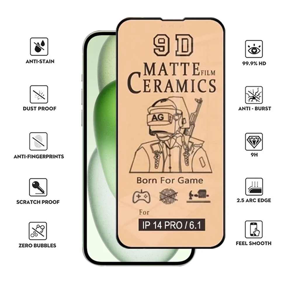 Película de cerámica mate para móvil, Protector de pantalla para iPhone 15, 14, 13, 12, 11 Pro Max, 15, 14, 8, 7, 6 Plus, 13, 12 Mini, XR, X, XS Max, 5 unidades